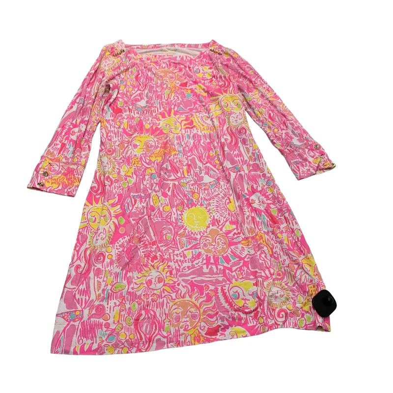 puff sleeve dressDress Designer By Lilly Pulitzer In Pink & Yellow, Size: S