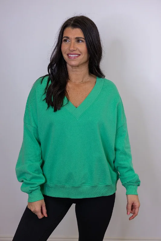 wool dressTrending Green V Neck Sweatshirt