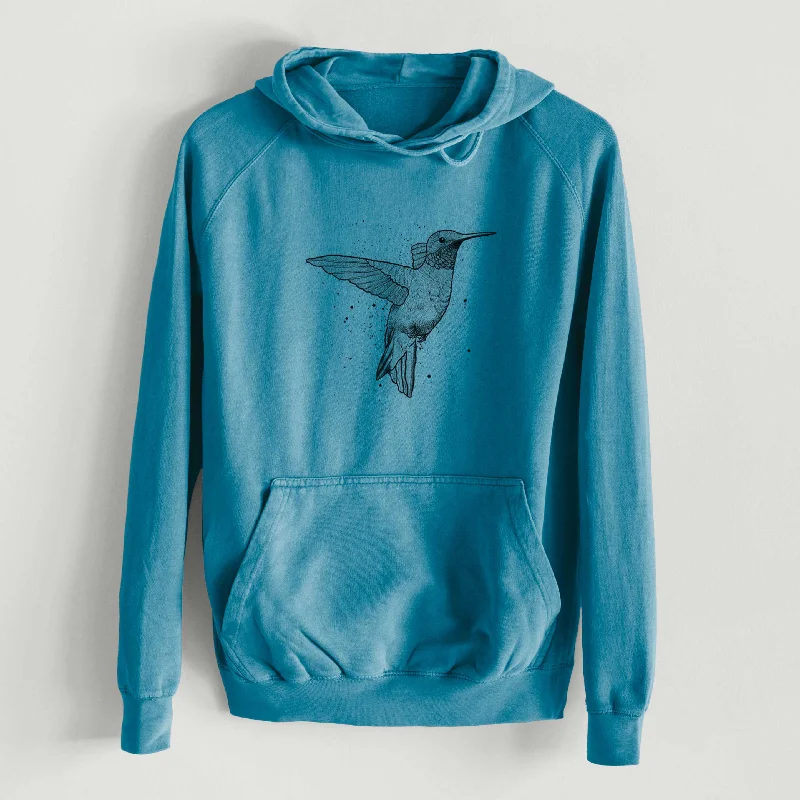 comfy workout wear hoodieArchilochus Colubris - Ruby-throated Hummingbird  - Mid-Weight Unisex Vintage 100% Cotton Hoodie