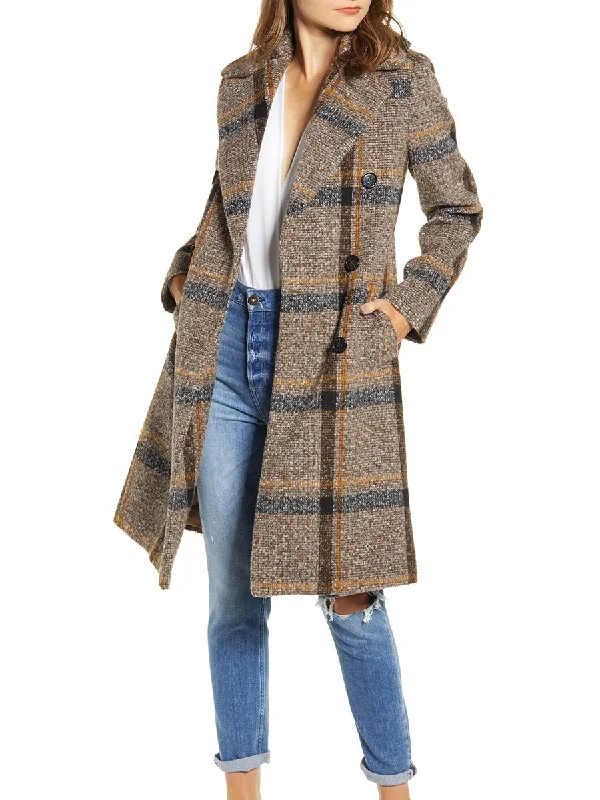 warm trench coatPlaid Double Breasted Coat