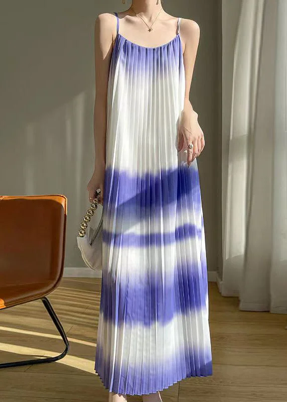 off-the-shoulder dressPurple Gradient Color Cotton Maxi Dress Cold Shoulder Summer