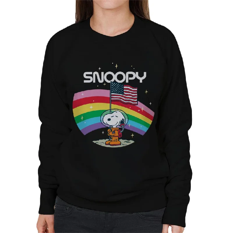 graphic gym sweatshirtPeanuts Snoopy Starry Rainbow Moon Women's Sweatshirt