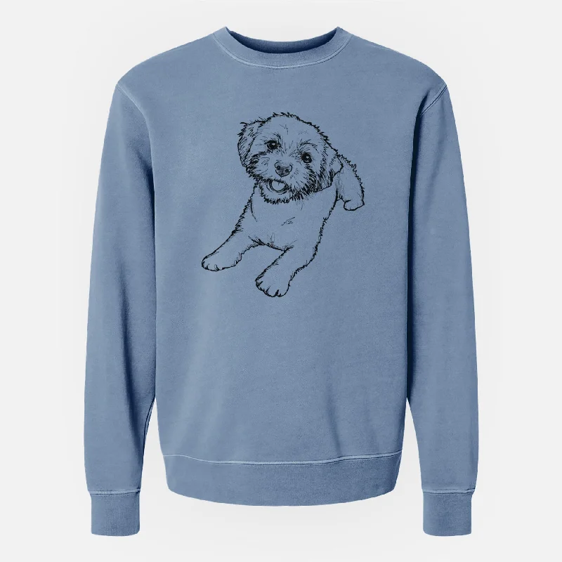 performance hoodie for gymDoodled Lexi the Shichon - Unisex Pigment Dyed Crew Sweatshirt