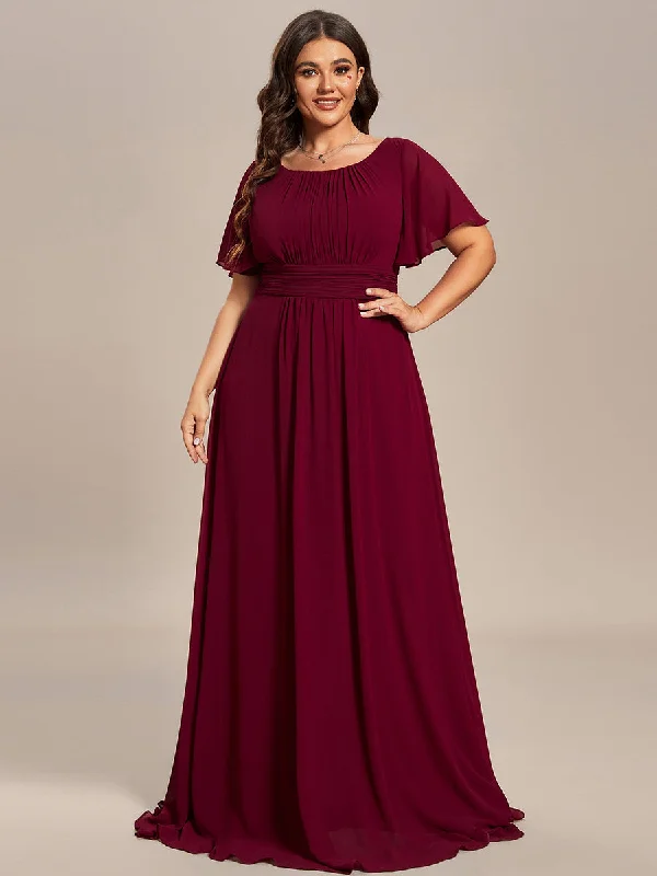 stylish dressPlus Round Neck Pleated Wholesale Bridesmaid Dresses