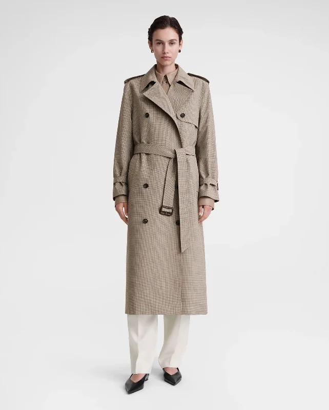 utility coatHOUNDSTOOTH TRENCH COAT / BISCUIT