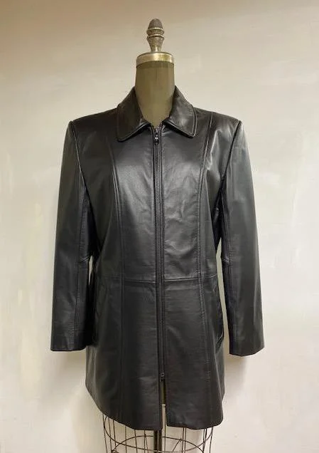 tailored blazer coatWomen's Leather Jacket- Style #AB113ZJ