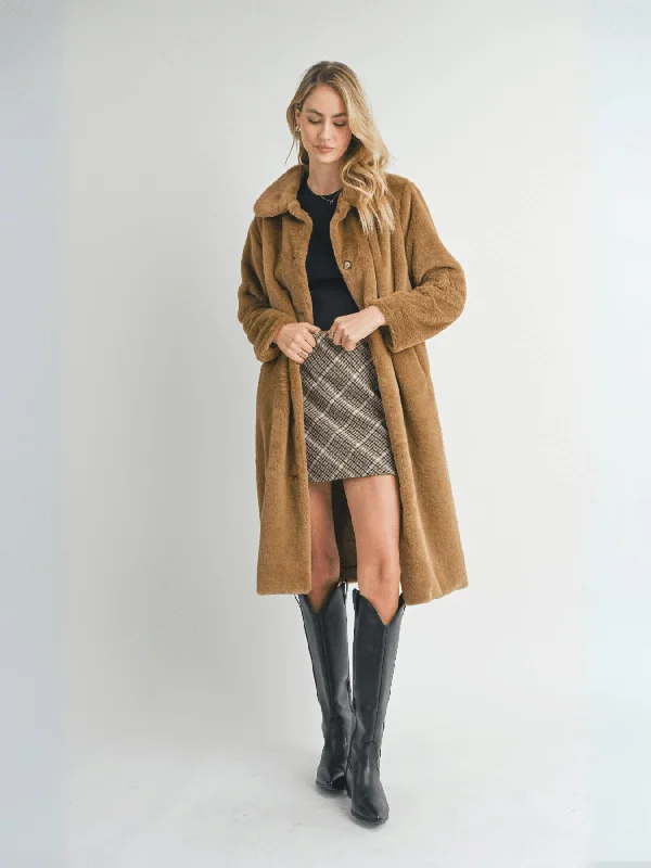 relaxed fit coatEden Faux Fur Long Coat