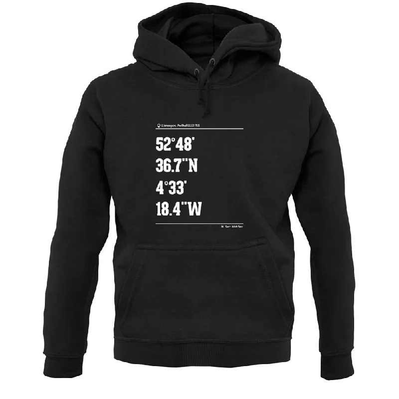 fitted hoodieSurfing Coordinates Porthneigwl Unisex Hoodie