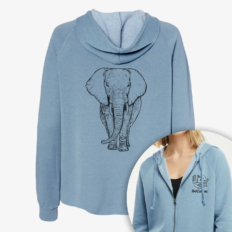 chic active hoodieLoxodonta africana - African Elephant - Women's Cali Wave Zip-Up Sweatshirt