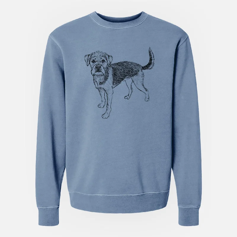 fashionable fitness sweatshirtDoodled Ozzy the Terrier Mix - Unisex Pigment Dyed Crew Sweatshirt