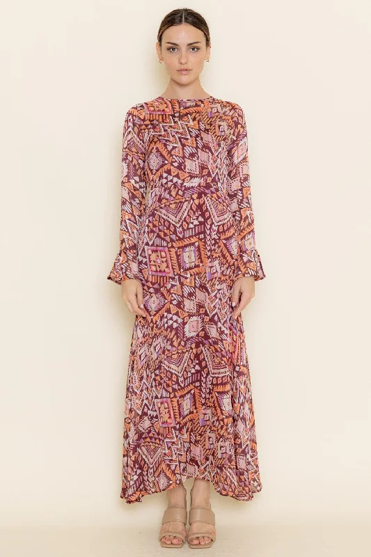 midi dressMulti Abstract Print Boho Maxi Dress