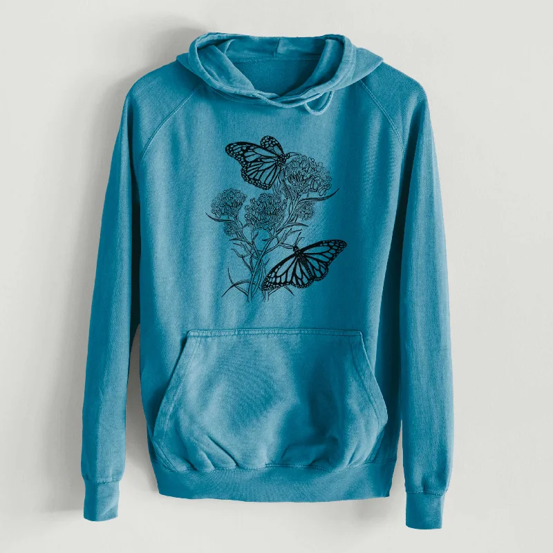 lightweight fitness hoodieNarrowleaf Milkweed with Monarchs  - Mid-Weight Unisex Vintage 100% Cotton Hoodie