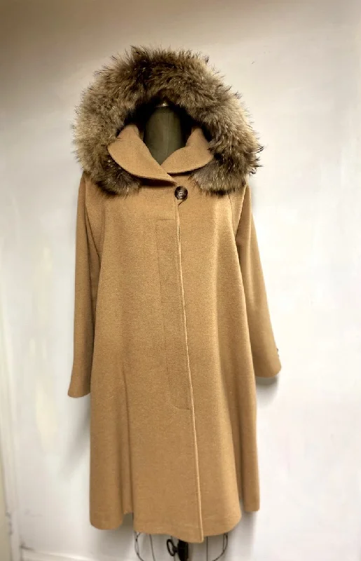 lightweight winter coatRachel Coat -Cashmere & Wool Blend - Detachable Fox Hood