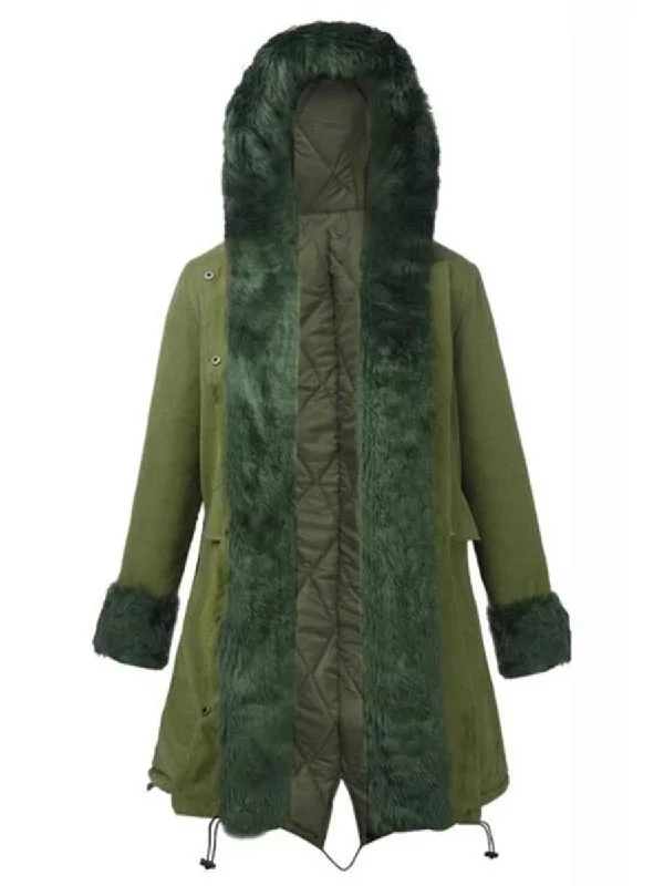 versatile coatFashion Solid Color Fur Collar Stitching Loose Coats