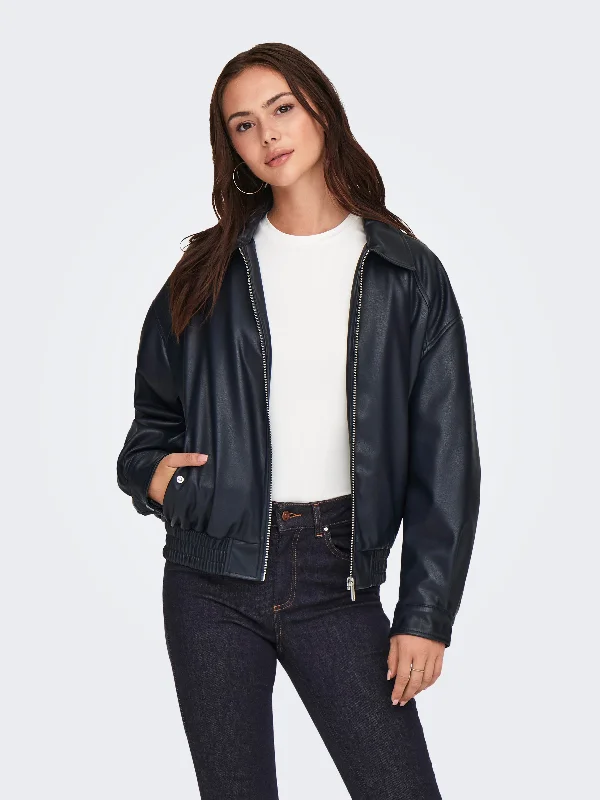 relaxed winter jacketHeidi Faux Leather Bomber